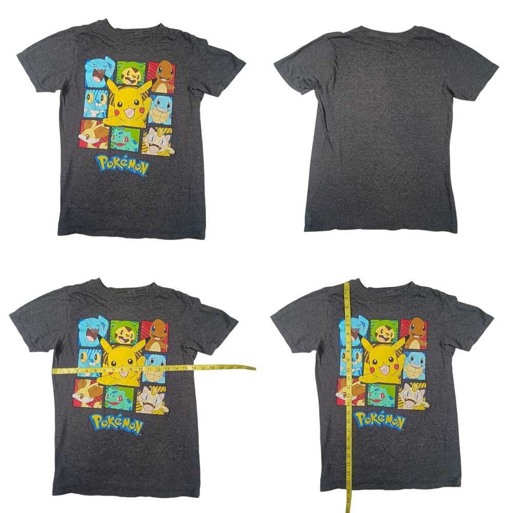 Pokemon T-Shirt Boys Gray Pokemon Graphic Print Short Sleeves Crew Neck Size L